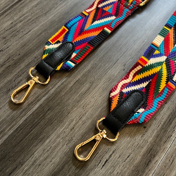 Colorful Woven Wide Adjustable Replacement Crossbody Purse Bag Strap - Picture 3 of 5